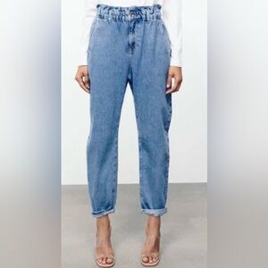 Zara High Waist Paperbag Jeans